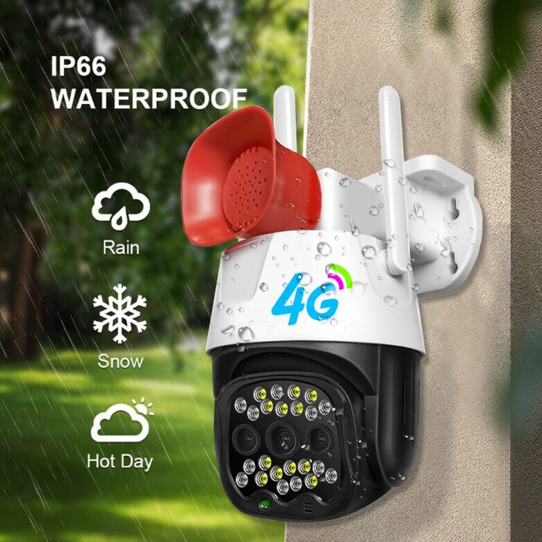 4G Video novērošanas kamera ar sim karti (vadāma no telefona, nakts redzmība, ieraksts, skaņa), ar ļoti skaļu sirēnu